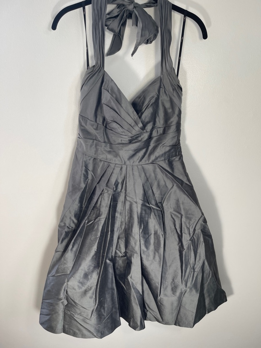 Suzi Chin for Maggy Boutique Gray Halter Fit-and-Flare Mini Dress